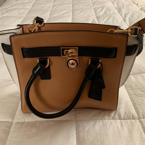 Michael Kors Hamilton Top Zip Color Block Leather Tote Bag With Gold -MSRP: $368 - Picture 1 of 7